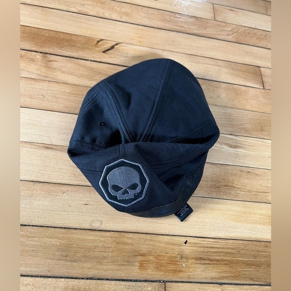 Harley Davidson Newsboy Cabbie Hat Cap Black Scull Golf Hat - Picture 1 of 7